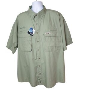 Hook & Tackle Mens Fishing Shirt 3XL Sage Green Gulf Stream Outdoors Pockets